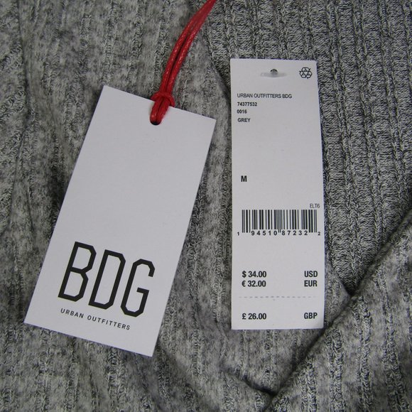 BDG UO Urban Outfitters NEW NWT Medium Gray Faux Wrap V Neck Crop Top - Picture 2 of 8